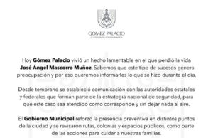 C O M U N I C A D O DEL AYUNTAMIENTO DE GÓMEZ GOMEZ PALACIO